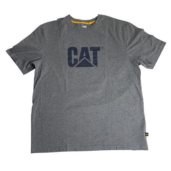 CAT Caterpillar Men's Lg Relaxed Fit T-Shirt Black Embossed Raised Logo Workwear